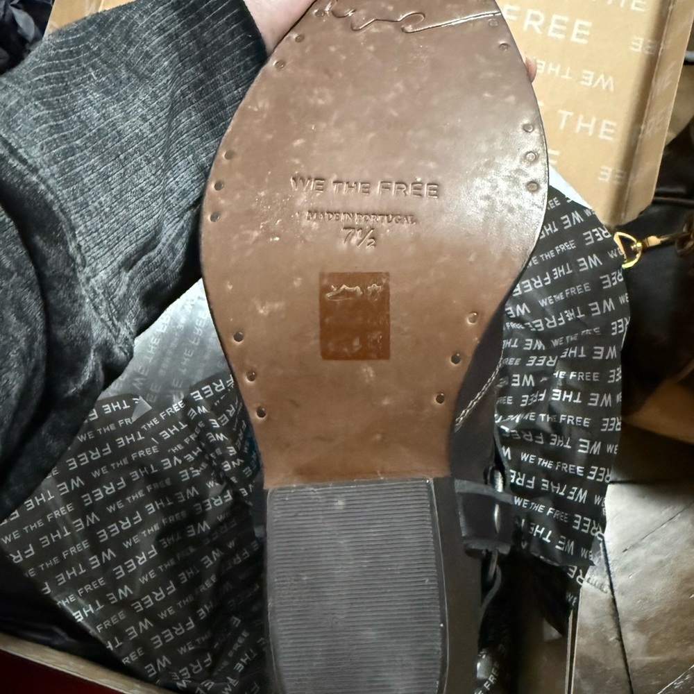 Free People Distressed Brown Leather Harness Ankle Boots - Picture 3 of 4